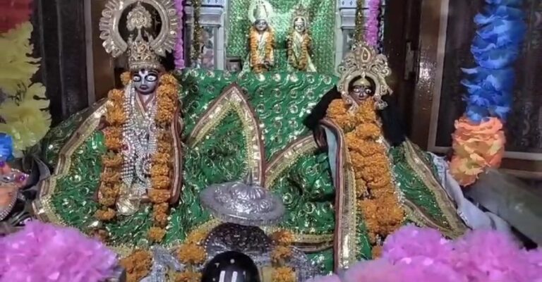 रामजानकी नूतन बरई चौरसिया समाज मंदिर में बह रही गीत संगीत की त्रिवेणी, हिंडोले पर बैठे हैं युगल सरकार।