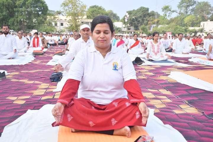 10th international Yoga day  District officers and yoga enthusiasts performed different asanas.