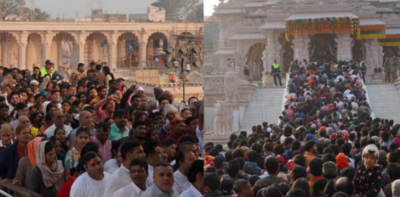 अयोध्या- 96 घंटे में 65 लाख श्रद्धालु पहुंचे रामलला के धाम,भीड़ नियंत्रण के लिए लागू की गई नई व्यवस्था