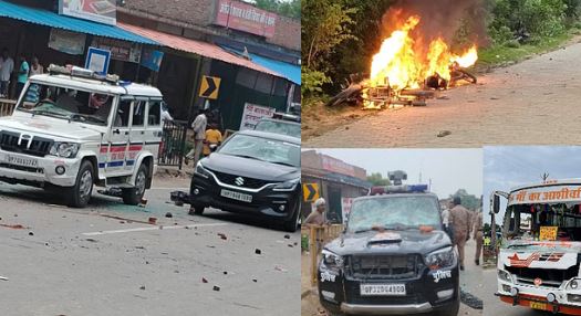 प्रयागराज बवाल: बसों में तोड़फोड़ व बाइकें फूंकी… पथराव, भीड़ ने दो घंटे जमकर किया तांडव,उपद्रव की आग में जला करछना
