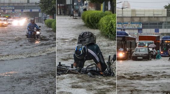 दिल्ली-एनसीआर में मूसलाधार बारिश- सड़कें बनीं तालाब, जनजीवन अस्त-व्यस्त