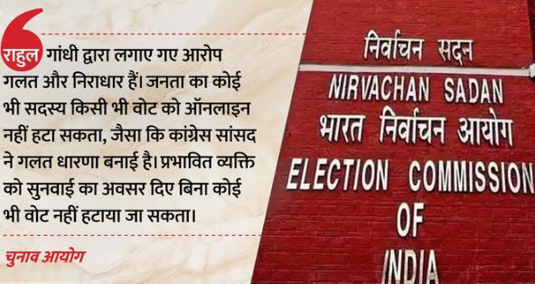 ECI: ‘वोट ऑनलाइन डिलीट नहीं किए जा सकते,बेबुनियाद सभी आरोप ‘, राहुल को चुनाव आयोग का जवाब