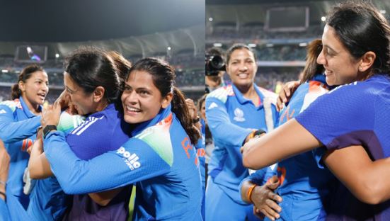 जीत के पल:- जीत का चौका लगते ही मैदान पर दौड़े टीम के सदस्य, जेमिमा को गले लगाकर भावुक हुईं खिलाड़ी