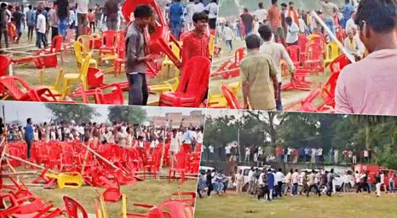 Bihar- पारू में चुनावी जनसभा में हंगामा, चिराग की देरी से नाराज लोगों ने तोड दी कुर्सियां