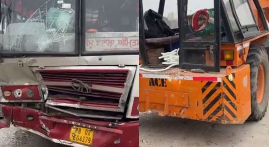 जम्मू-कश्मीर में भीषण हादसा,पंजाब रोडवेज की बस सड़क किनारे खड़ी क्रेन से टकराई, 50 यात्री घायल