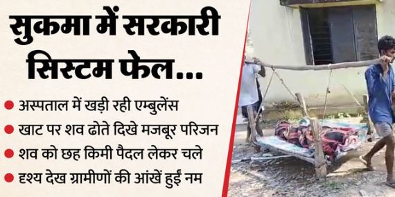बेबसी:- नहीं मिली एम्बुलेंस…6 किमी पैदल ढोया शव, व्यवस्थाओं की पोल खोलती खाट पर रखी लाश