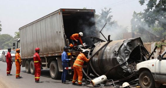 भीषण हादसा: टैंकर से टकराया बेकाबू ट्रेलर, फिर 6 वाहनों के उड़े परखच्चे,3 लोगों की मौके पर मौत
