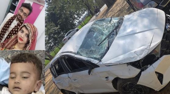 तीन की माैत, डिवाइडर से टकराने के बाद कई बार पलटी कार, दंपती समेत मासूम की गई जान