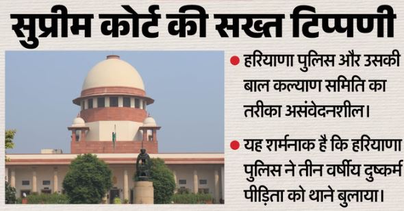 सुप्रीम कोर्ट ने गुरुग्राम दुष्कर्म मामले में हरियाणा सरकार को फटकारा,कहा- हरियाणा पुलिस का रवैया शर्मनाक