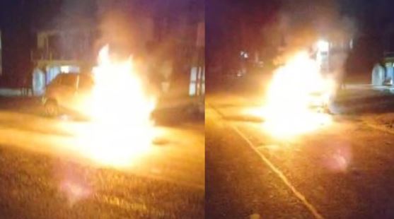 हरदोई में बस और कार की टक्कर के बाद लगी आग, दमकल ने पाया काबू