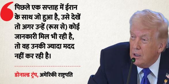 रूस दे रहा ईरान को हमले की खुफिया जानकारी?: ट्रंप- कोई खास फायदा नहीं, जंग के बीच बढ़ा वैश्विक तनाव