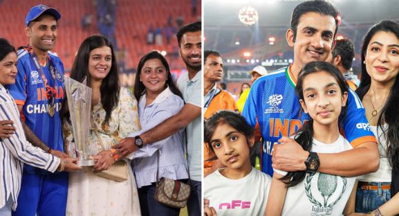 खिलाड़ियों ने परिवार के साथ मनाया जश्न- ईशान-हार्दिक गर्लफ्रेंड के साथ दिखे, पत्नी नताशा के साथ मुस्कुराए गंभीर