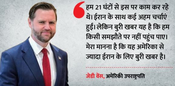 US Iran- अमेरिका-ईरान की शांति वार्ता विफल, जेडी वेंस बोले- ये तेहरान के लिए बुरी खबर