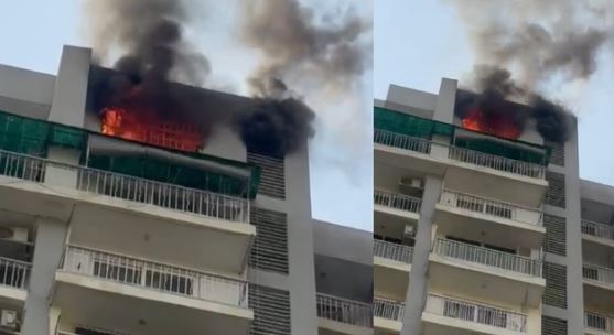 Fire- शिप्रा सृष्टि सोसायटी के 15वीं मंजिल में लगी आग, मौके पर दमकल की गाड़ियां पहुंचीं