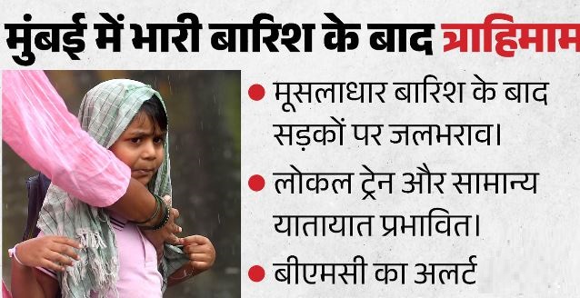मानसून-: भटके हुए बादलों ने मुंबई में की आफत की बारिश, कई इलाकों में हुआ जलभराव, IMD का ऑरेंज अलर्ट