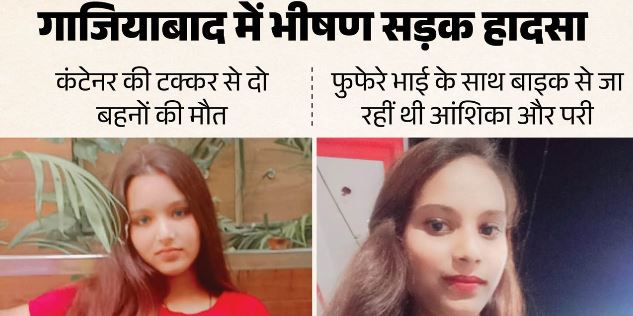 दर्दनाक हादसा: कंटेनर की टक्कर से बाइक सवार दो नाबालिग बहनों की मौत, भाई के साथ जा रही थी दोनों