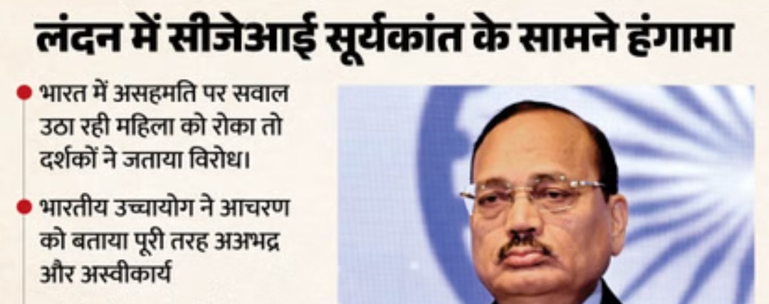 लंदन में CJI सूर्यकांत के कार्यक्रम में हंगामा- असहमति के सवाल पर तीखी बहस, भारतीय दूतावास ने जताई आपत्ति