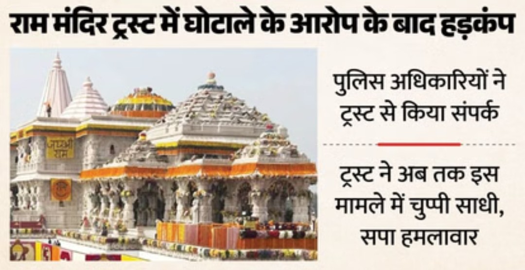 अयोध्या- राम मंदिर ट्रस्ट पर घोटाले का आरोप, पुलिस को अभी तक नहीं मिली कोई लिखित शिकायत, ट्रस्ट का जवाब।