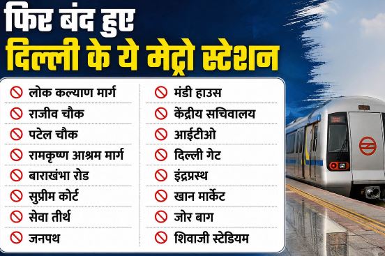 दिल्ली मेट्रो- आज फिर बंद हुए ये स्टेशन, DMRC ने यात्रियों को दी सलाह, सफर करने से पहले पढ़ें