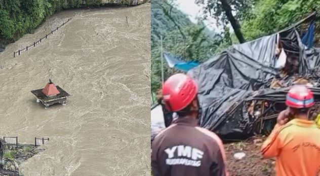 रुद्रप्रयाग: मलबा आने से पैदल यात्रा मार्ग बाधित, खोलने में जुटीं टीमें, उफान पर अलकनंदा और मंदाकिनी नदी