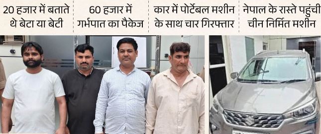 कार में चलता था ‘बेटा या बेटी’ बताने का गोरखधंधा: गर्भपात का भी इंतजाम, चीन की मशीन से खोल रहे थे गर्भ का राज