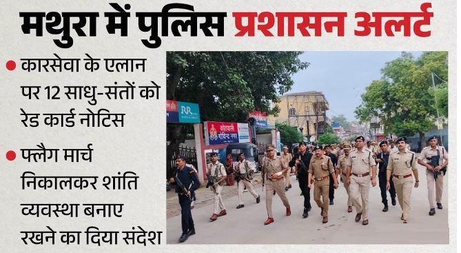 मथुरा में बढ़ी चाैकसी-: ‘आ रहे भगवाधारी’, सोशल मीडिया पोस्ट के बाद अलर्ट, शाही मस्जिद ईदगाह पर जलाभिषेक का एलान