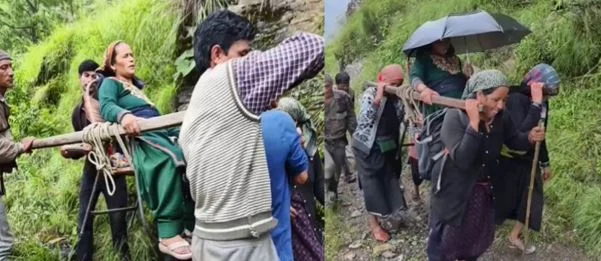 चमोली: प्रसव पीड़ा से कराहती गर्भवती को डंडी के सहारे पहुंचाया अस्पताल, साढ़े चार घंटे हेली का करते रहे इंतजार