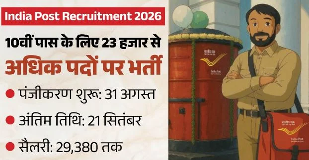 जीडीएस भर्ती 2026: डाक विभाग में 23757 पदों पर भर्ती, 10वीं पास आज से करें पंजीकरण, बिना परीक्षा होगा चयन