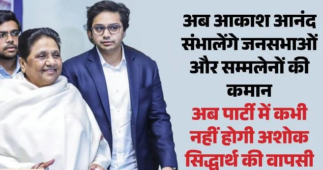 मायावती का एलान: अब आकाश आनंद के जिम्मे होंगी जनसभाएं-सम्मेलन, ईशान को दी गई दिल्ली की जिम्मेवारी