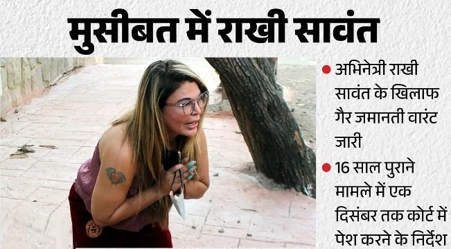 राखी सावंत की मुश्किलें बढ़ीं-: अभिनेत्री के खिलाफ वारंट, 16 साल पुराने इस केस में कोर्ट में पेश करने का आदेश